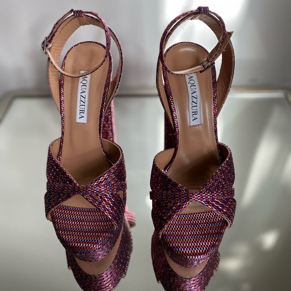 Like new AQUAZZURA Sundance Plateau Woven Platform Sandals 35.5 $895 - Picture 13 of 14